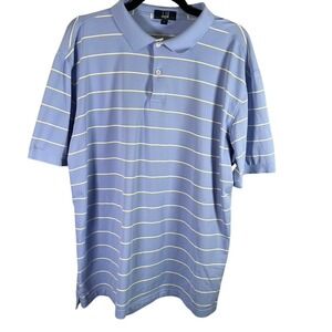 Dunhill Links XL Mens Golf Polo Shirt Blue White Striped Casual Top Classic Golf